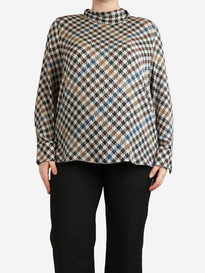 Multicolour high-neck houndstooth blouse - size L Tops Carolina Herrera 