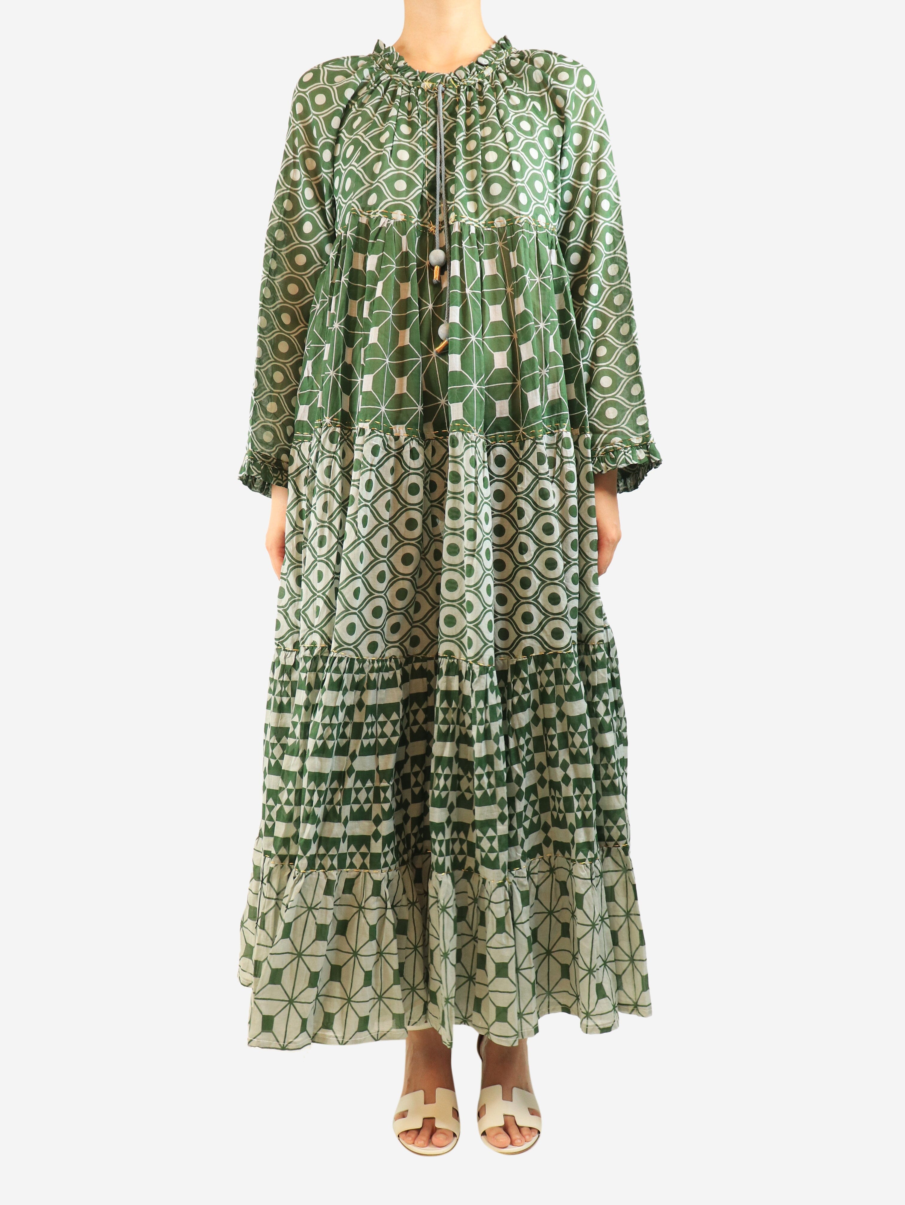 Green cotton printed maxi dress - size M Dresses Yvonne S 