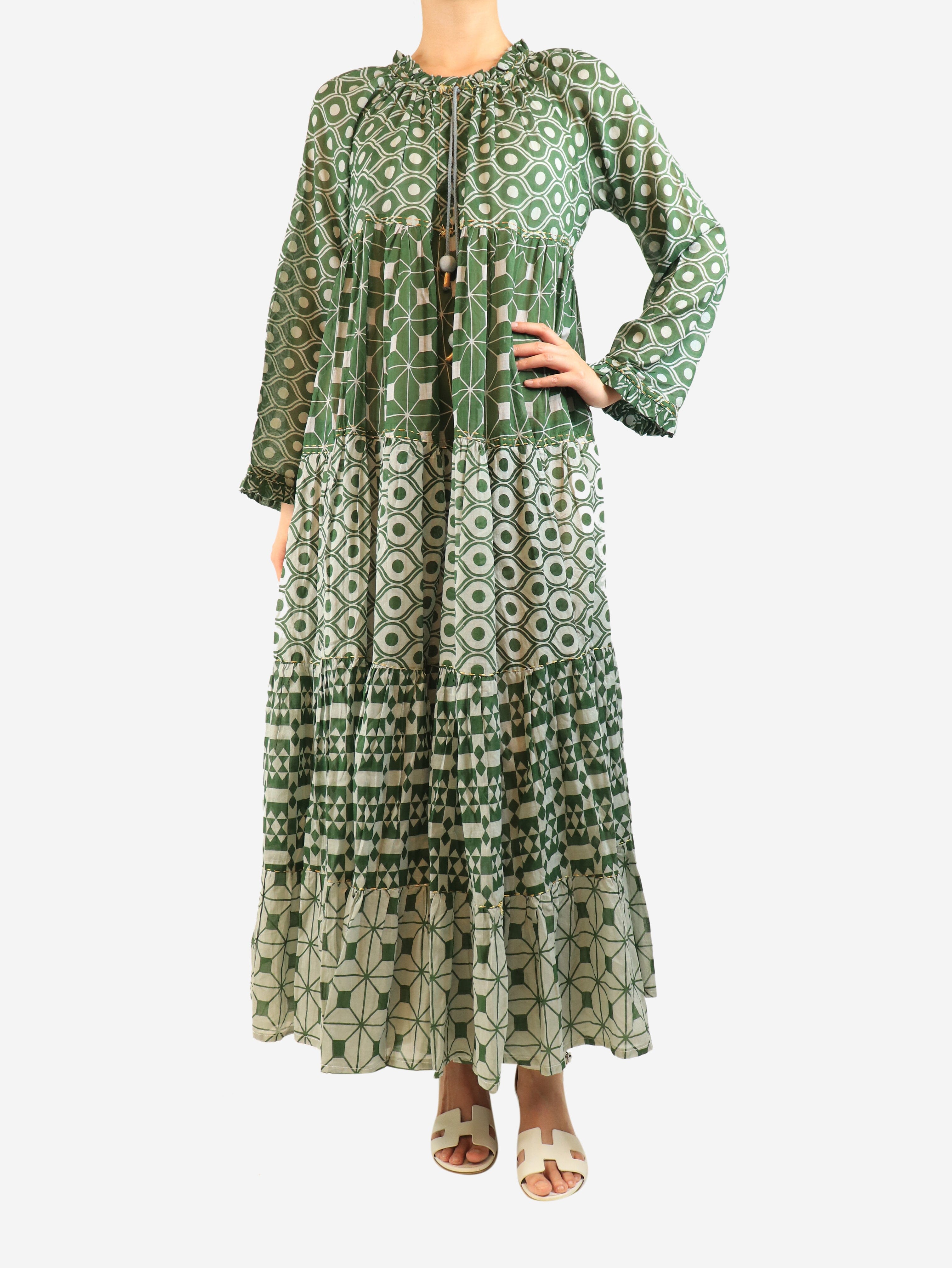 Green cotton printed maxi dress - size M Dresses Yvonne S 