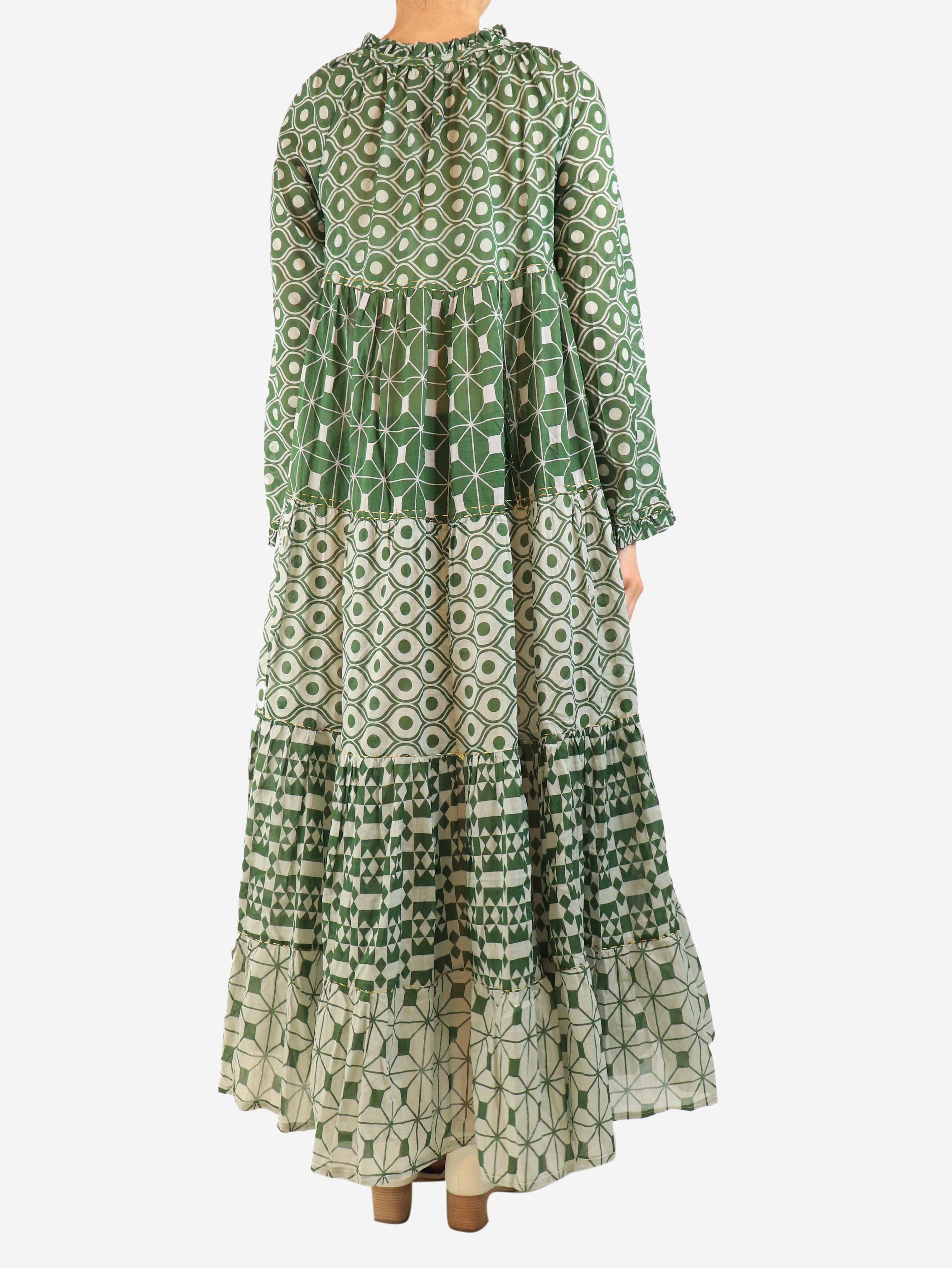 Green cotton printed maxi dress - size M Dresses Yvonne S 