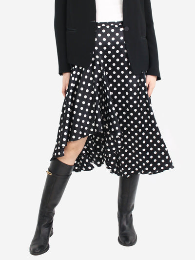 Black polka dot asymmetric skirt - size M Skirts Caroline Constas 