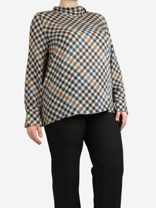 Carolina Herrera Multicolour high-neck houndstooth blouse - size L