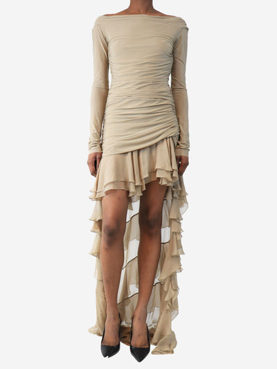 Neutral asymmetrical ruffle tier dress - size UK 10 Dresses Blumarine 