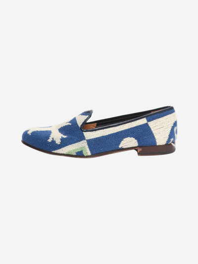 Blue Needlepoint slippers - size EU 40.5 Flat Shoes Stubbs and Wootton 