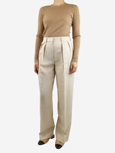 The Row Cream pleated wool-blend trousers - size UK 6