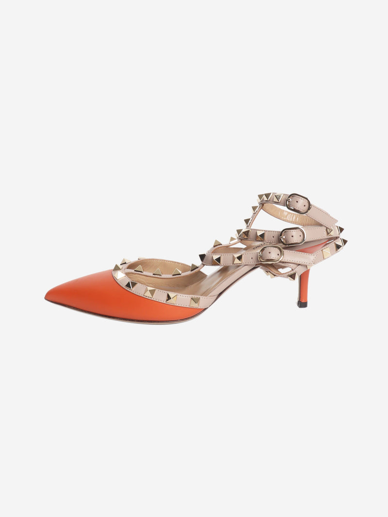 Orange Rockstud kitten heels - size EU 38 Heels Valentino 