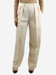 The Row Cream pleated wool-blend trousers - size UK 6