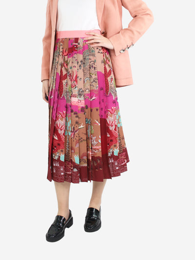 Pink printed pleated midi skirt - size UK 6 Skirts Valentino 