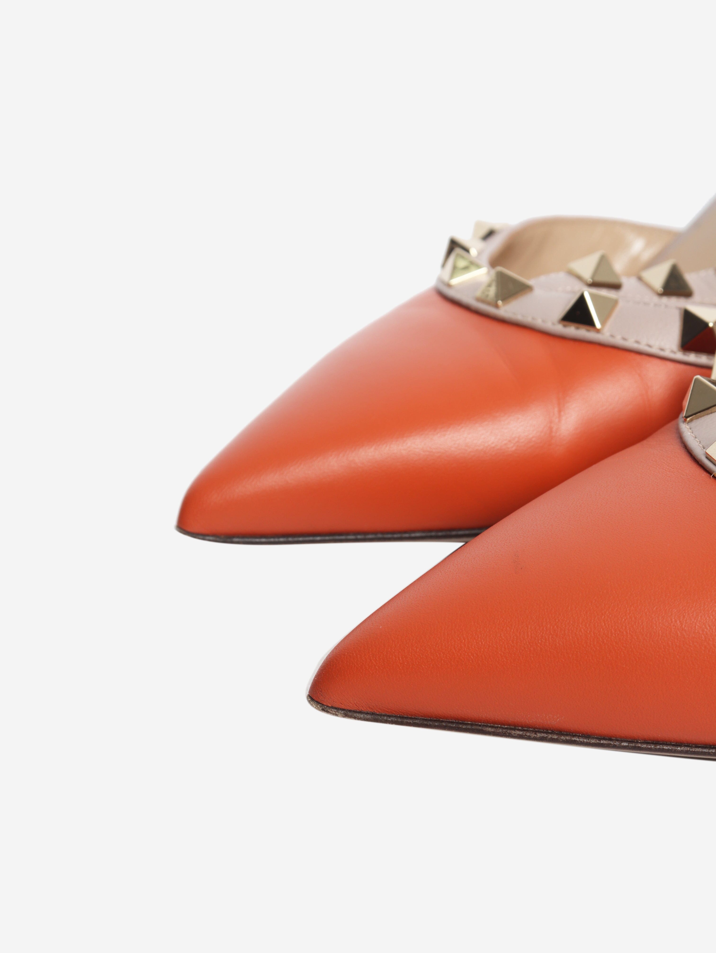 Orange Rockstud kitten heels - size EU 38 Heels Valentino 