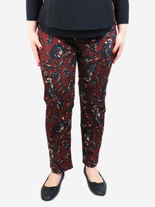 Isabel Marant Etoile Burgundy floral printed cotton trousers - size UK 12