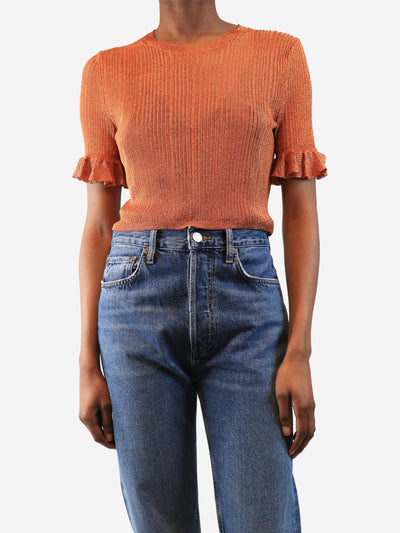 Orange semi sheer lurex top - size S Tops Ulla Johnson 