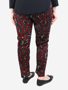 Isabel Marant Etoile Burgundy floral printed cotton trousers - size UK 12