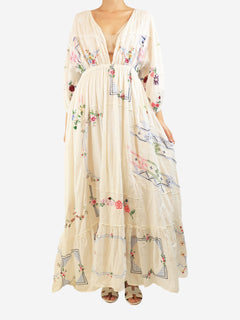 White floral maxi dress - size M