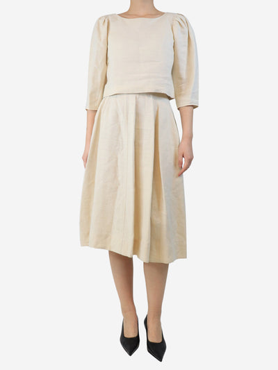 Cream linen blouse and skirt set - size UK 8 Sets Chloe 