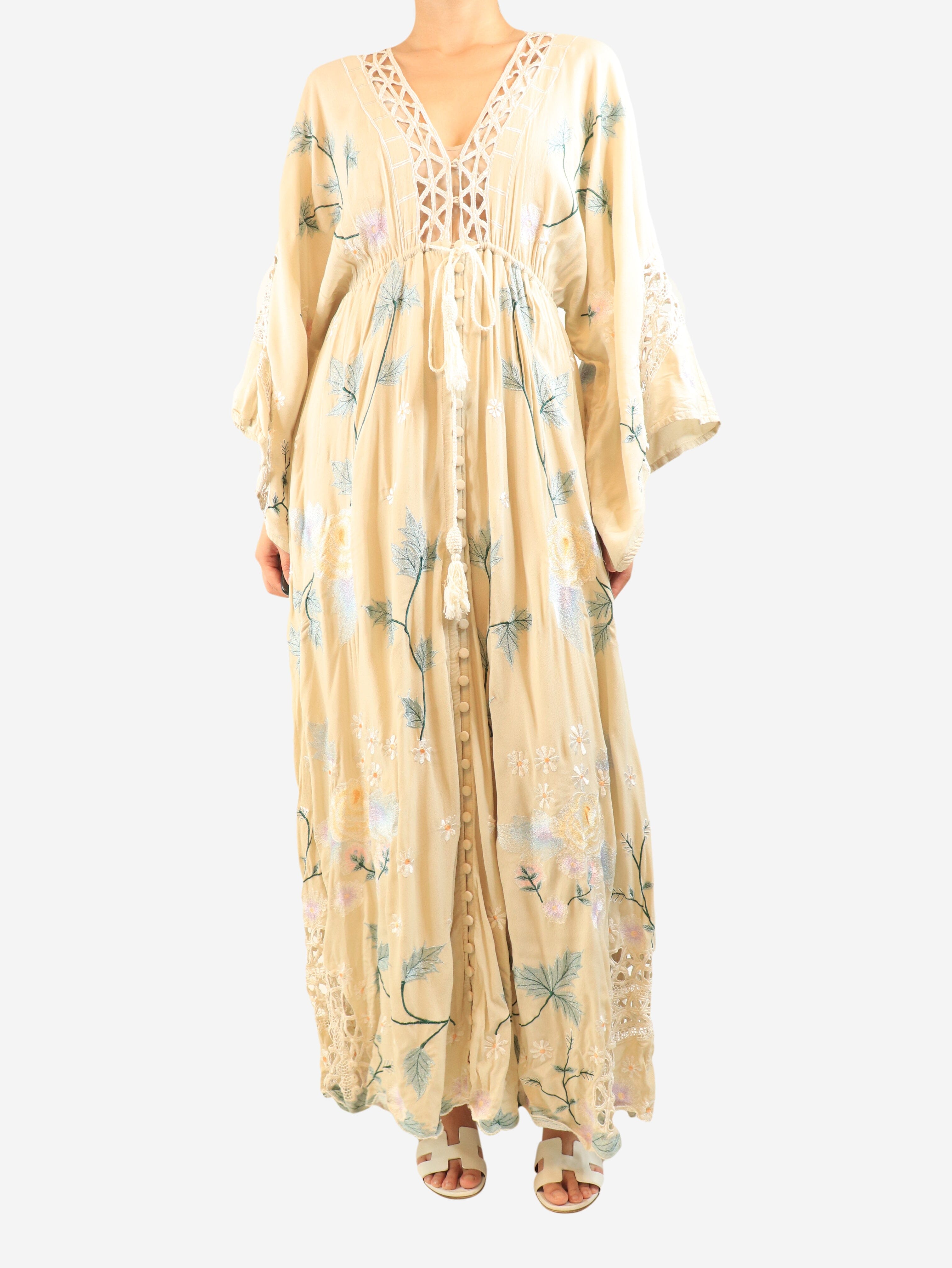 Cream floral maxi dress - size M