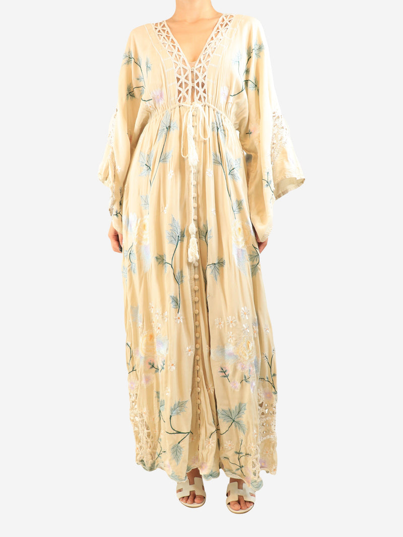 Cream floral maxi dress - size M