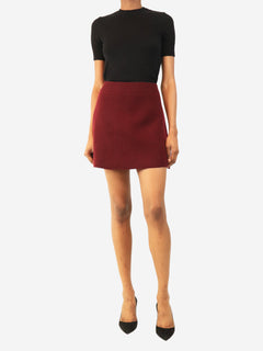 Deep plum A-line mini skirt - size UK 4