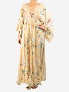 Cream floral maxi dress - size M Dresses Fillyboo 