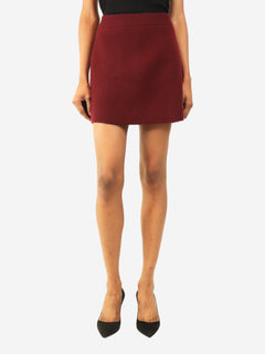 Deep plum A-line mini skirt - size UK 4