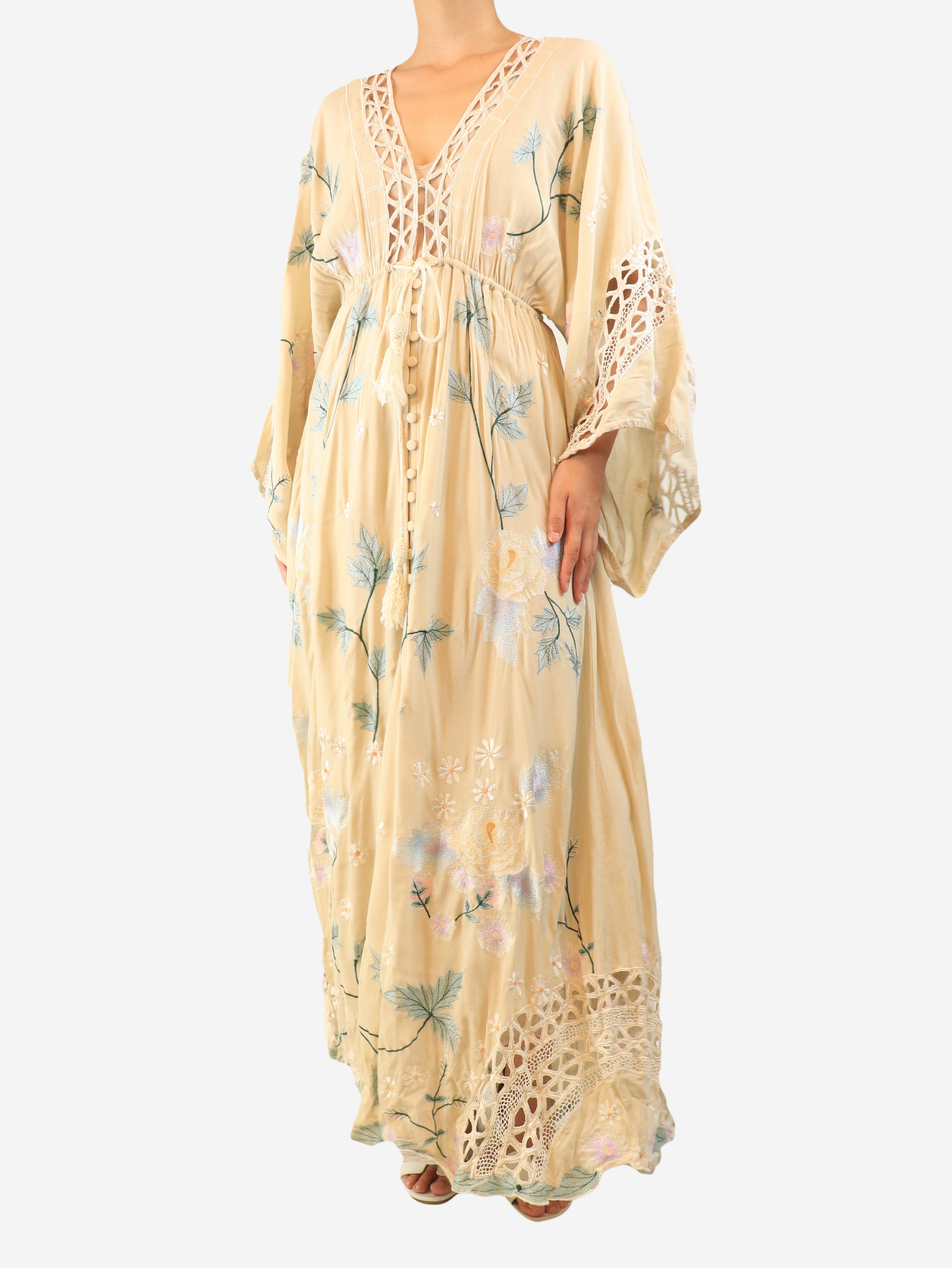 Cream floral maxi dress - size M