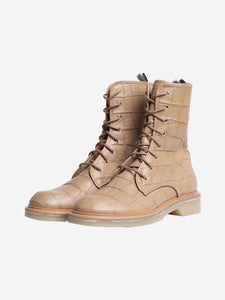 Max Mara Tan Bly combat boots - size EU 40