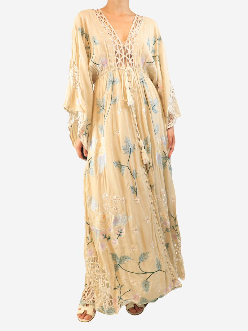 Cream floral maxi dress - size M