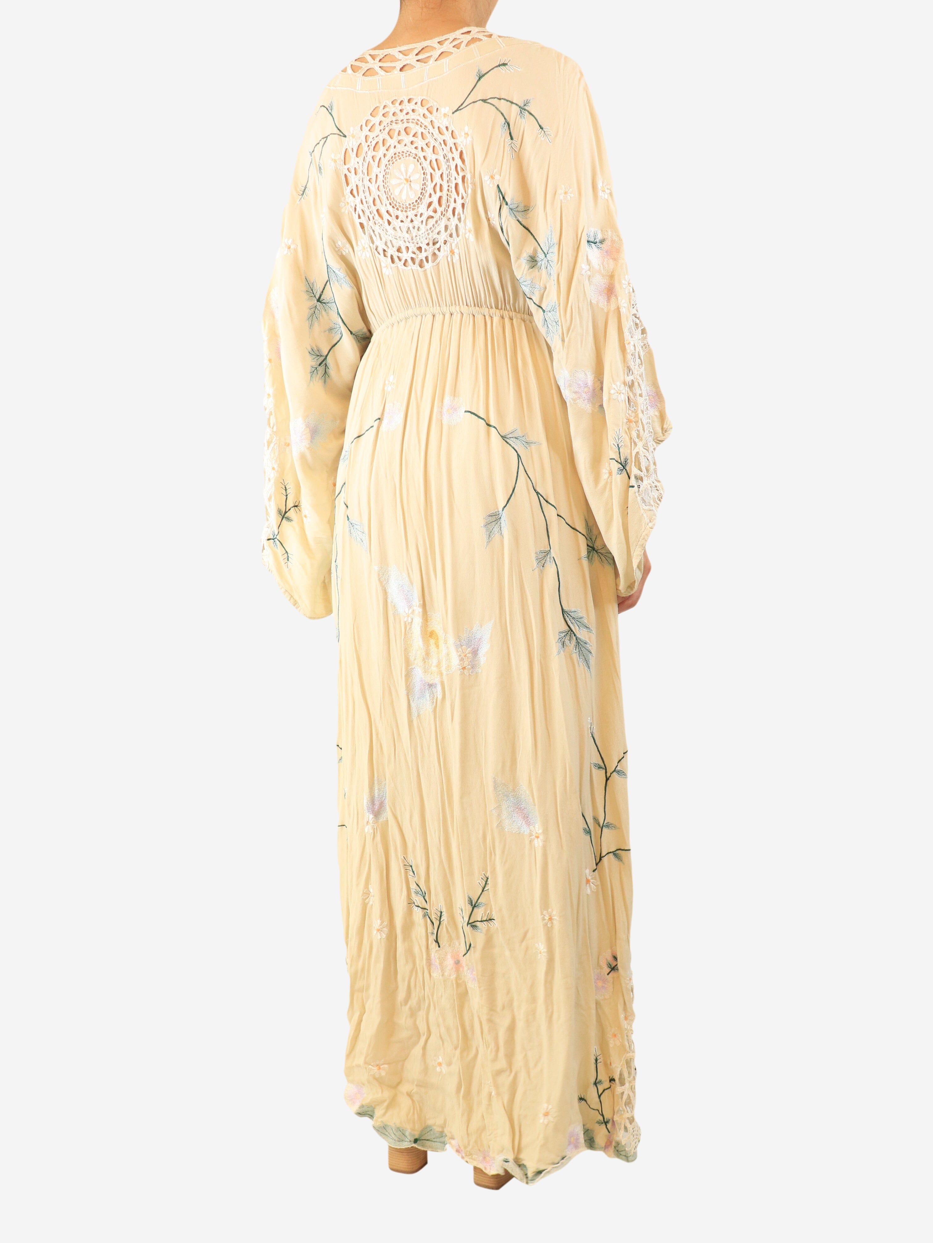 Cream floral maxi dress - size M