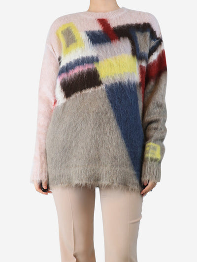 Pink geometric wool knit jumper - size L Knitwear Fendi 