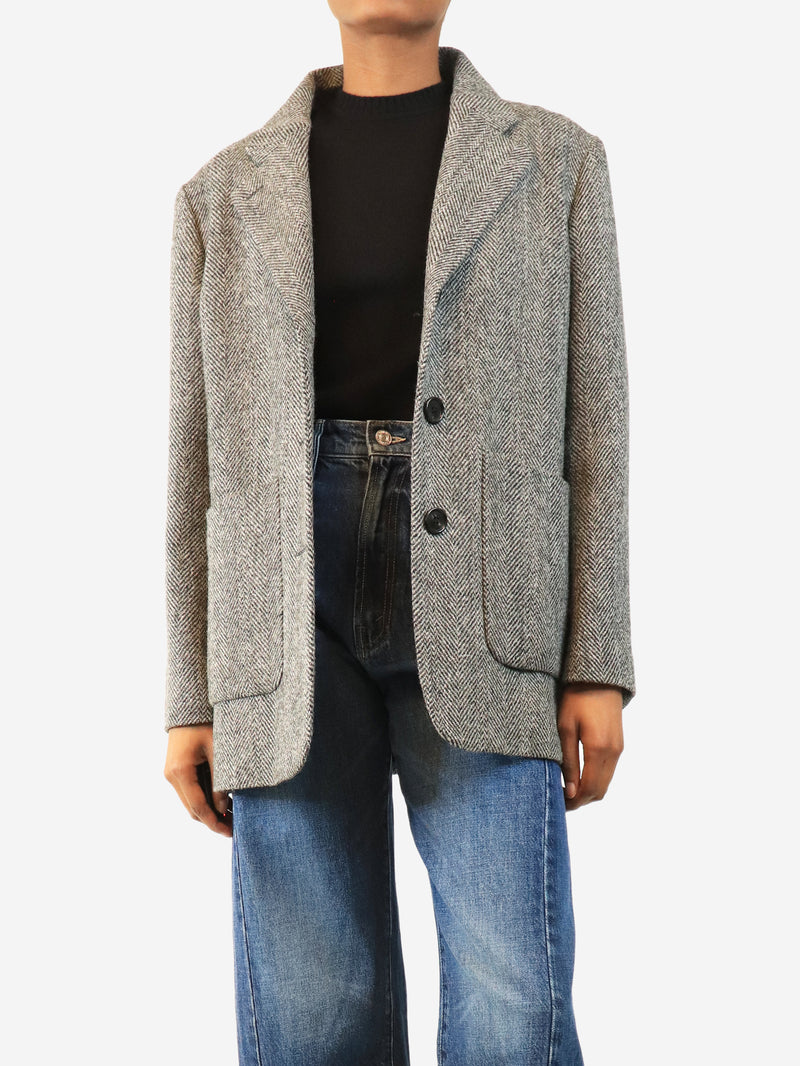 Grey Herringbone blazer - size UK 8