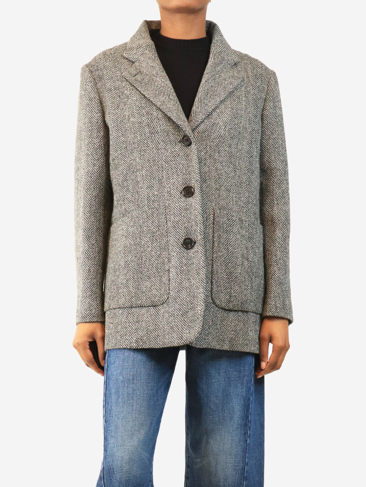 Grey Herringbone blazer - size UK 8