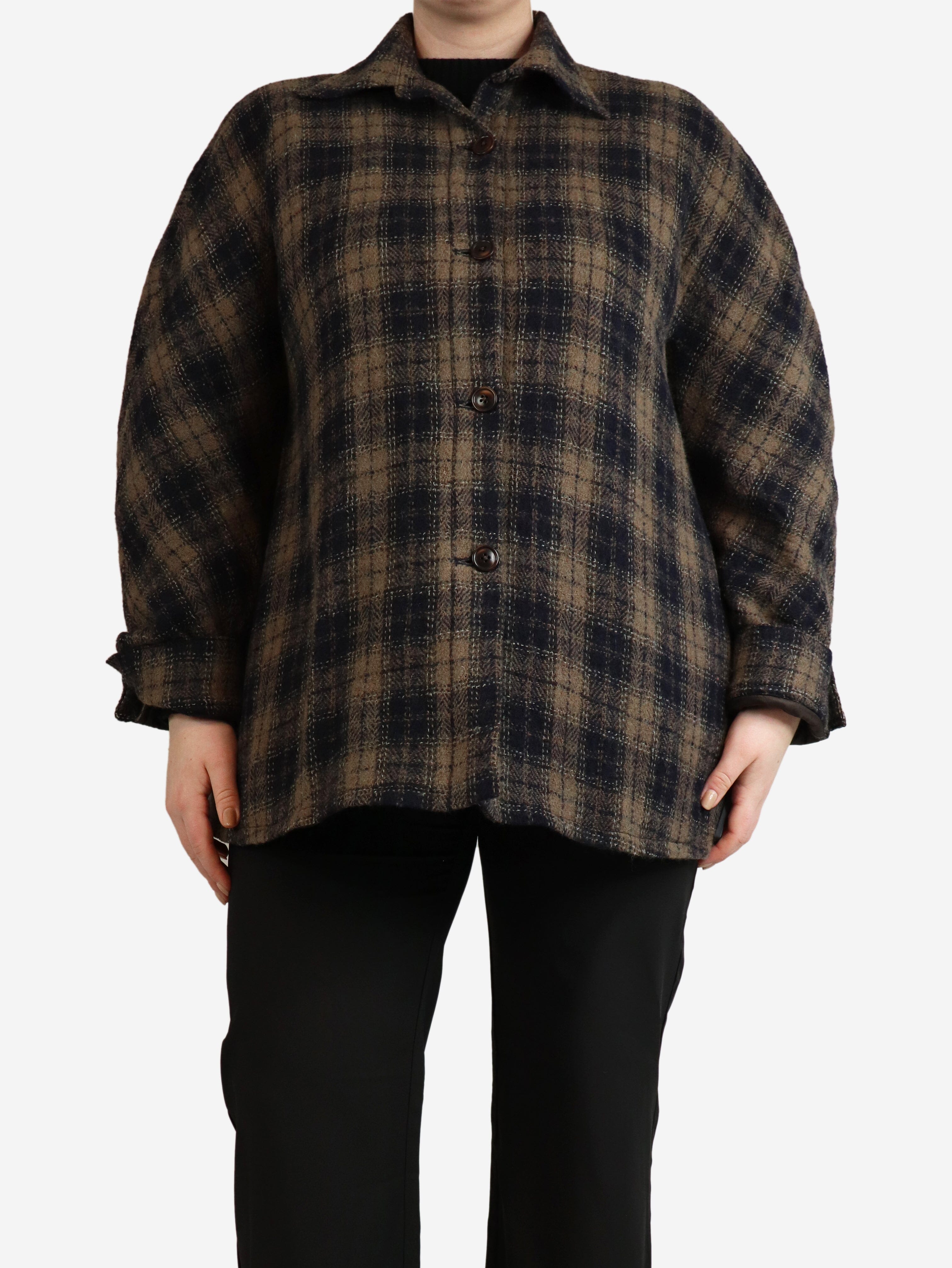 Brown check padded overshirt - size M Coats & Jackets Teder 