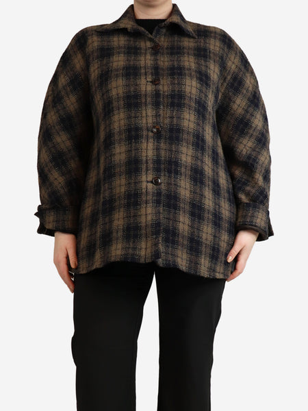 Brown check padded overshirt - size M product image