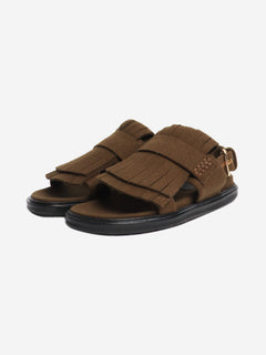 Khaki fringed wool sandals - size EU 40 Flat Sandals Marni 
