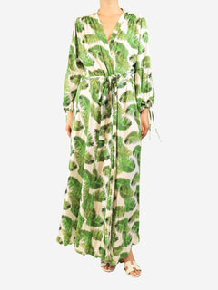 Green belted leaf-print robe - size L Beachwear Melissa Odabash 