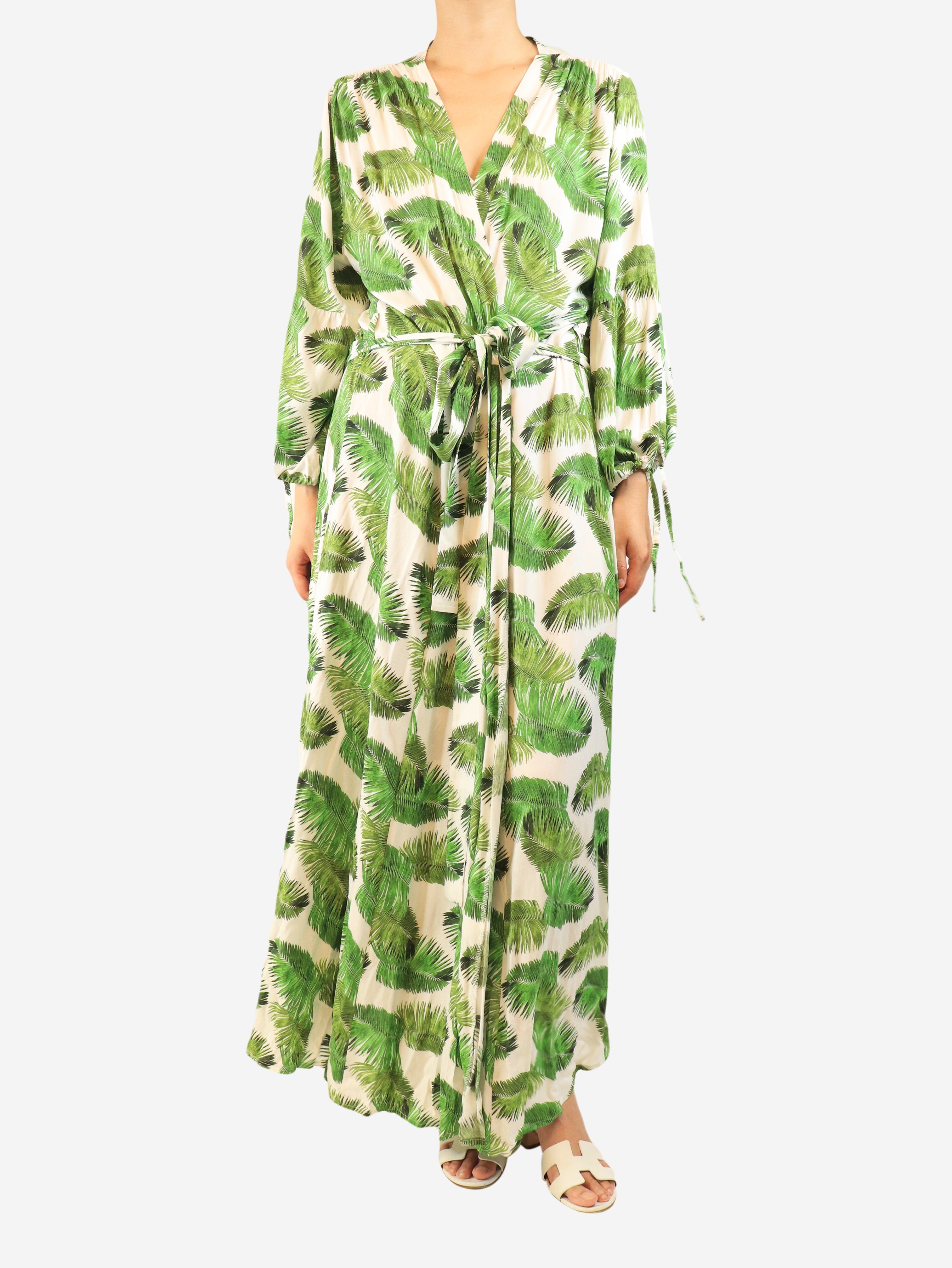 Green belted leaf-print robe - size L Beachwear Melissa Odabash 