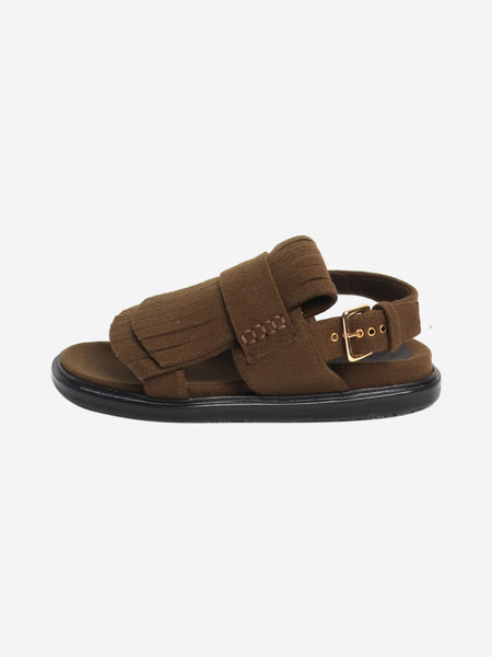 Khaki fringed wool sandals - size EU 40 product image