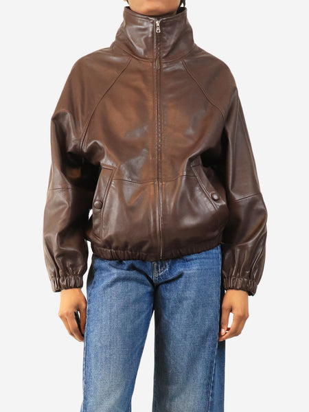 Chocolate faux-leather jacket - size UK 6 product image