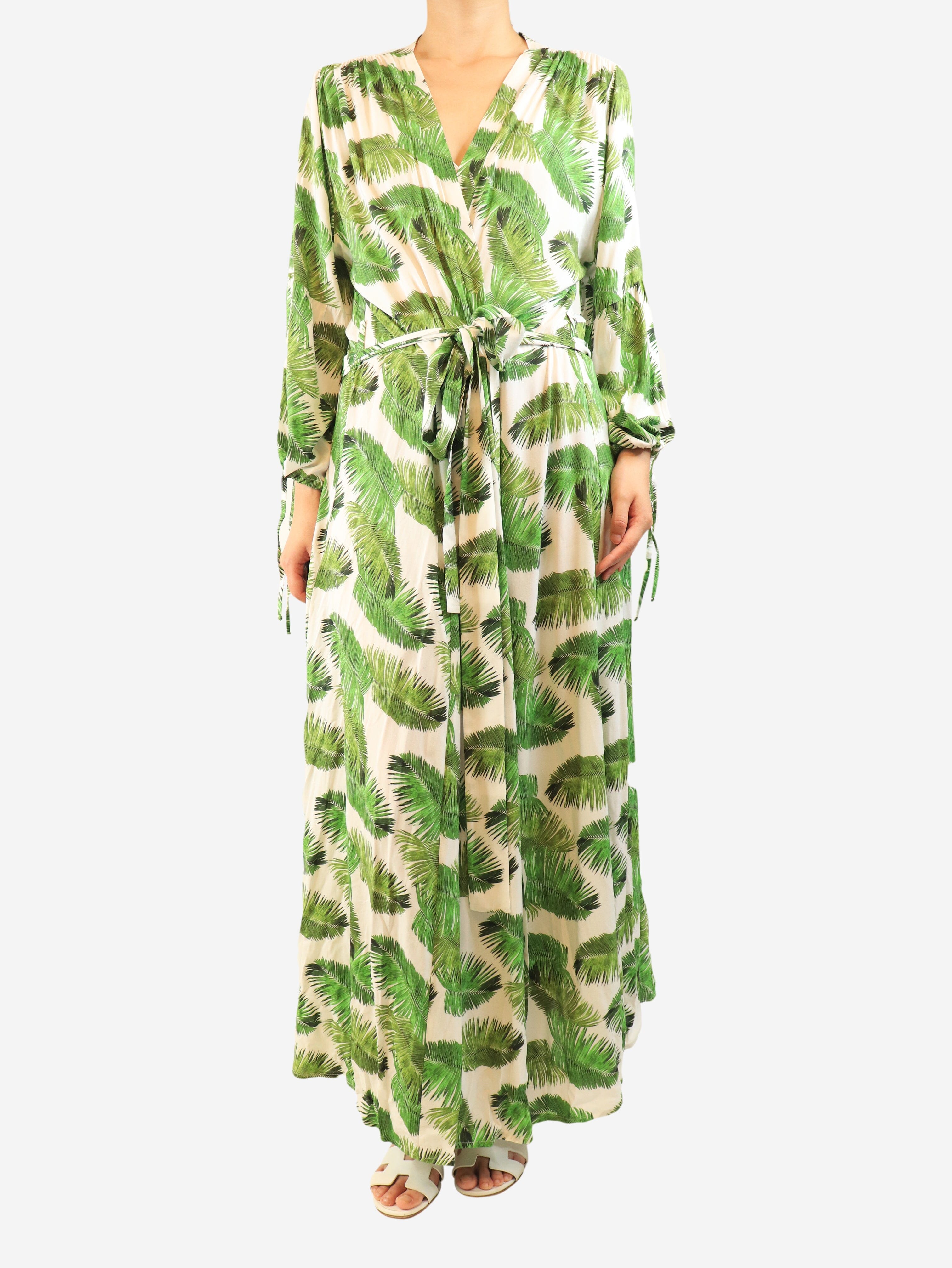 Green belted leaf-print robe - size L Beachwear Melissa Odabash 