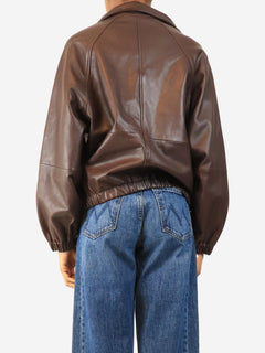 Chocolate faux-leather jacket - size UK 6 Coats & Jackets Sandro 