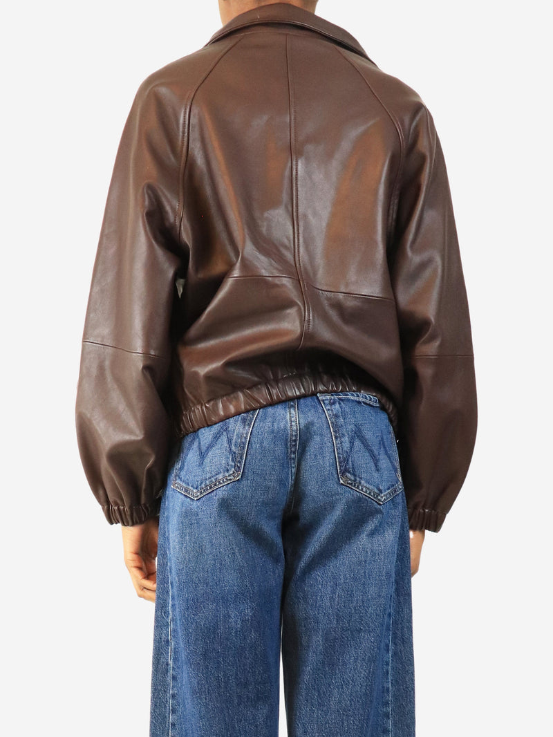 Chocolate faux-leather jacket - size UK 6 Coats & Jackets Sandro 