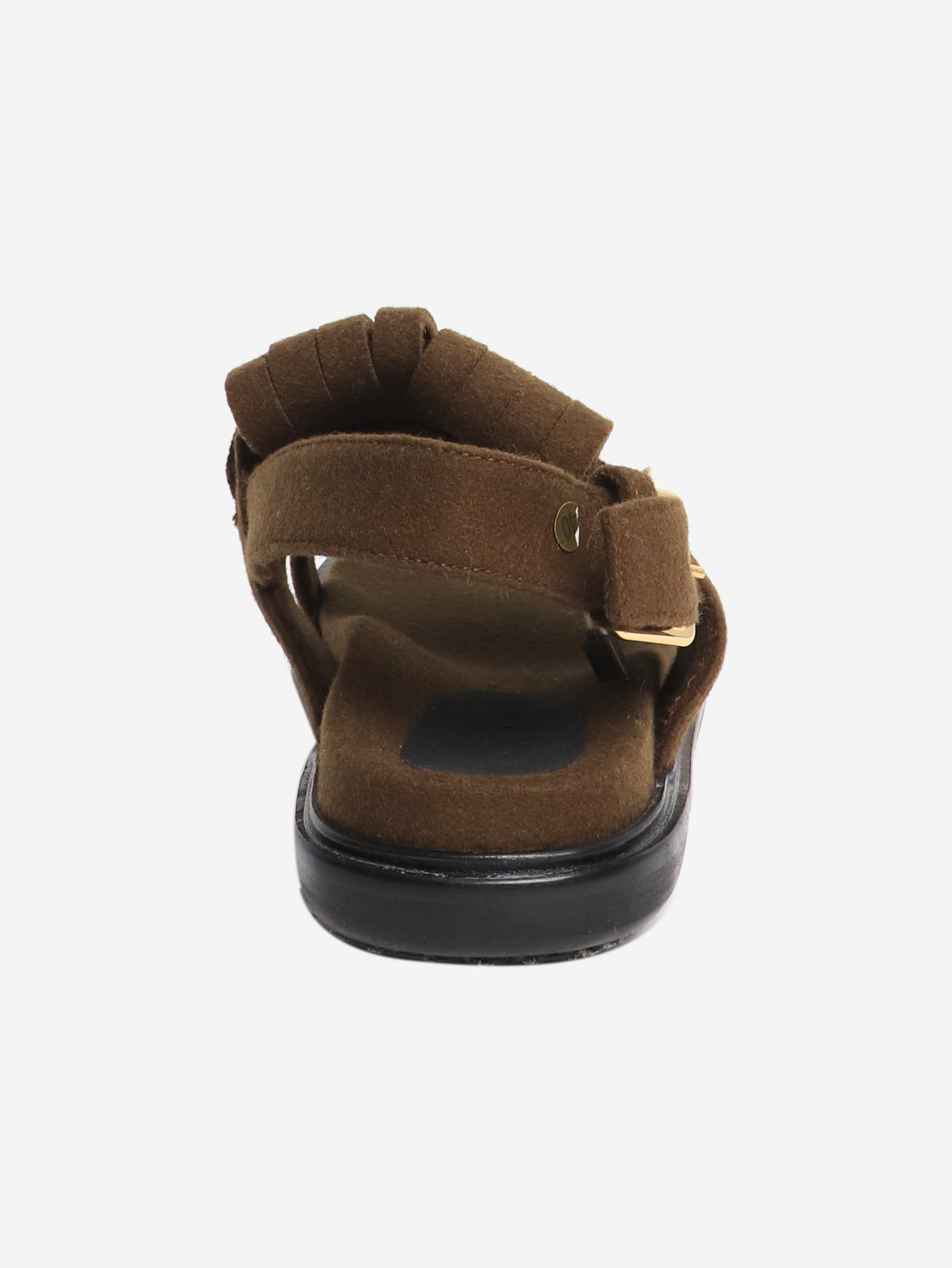 Khaki fringed wool sandals - size EU 40 Flat Sandals Marni 