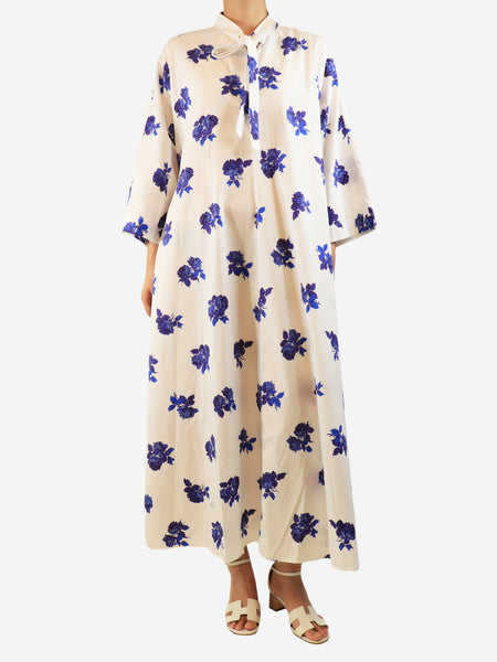 Blue and white floral midi dress - size M product image