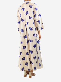 Blue and white floral midi dress - size M