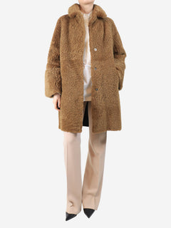 Brown and black reversible leather shearling coat - size UK 14 Coats & Jackets Suprema 
