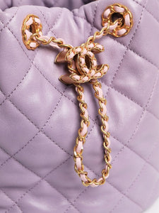 Chanel Lilac 2024 small CC diamond-quilted bucket bag
