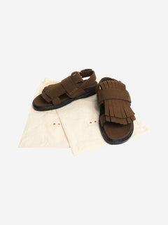 Khaki fringed wool sandals - size EU 40 Flat Sandals Marni 