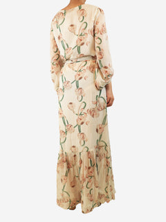 Off-white floral lurex-stripe maxi dress - size L Dresses Adriana Degreas 