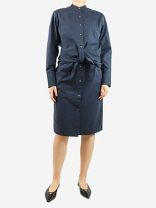 Attersee Navy blue twist-tie midi shirt dress - size S