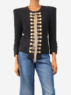 Navy FW10 chain-embellished Napoleon jacket - size UK 10