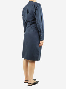 Attersee Navy blue twist-tie midi shirt dress - size S